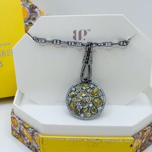 Bomb Party Citrine on hematite necklace